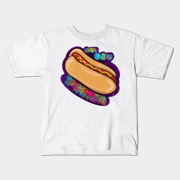 Hot Dog Summer Kids T-Shirt by RachWillz